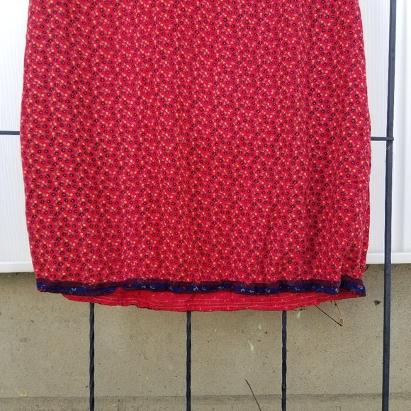 Papillon midi a line red vintage floral dress - Picture 5 of 8